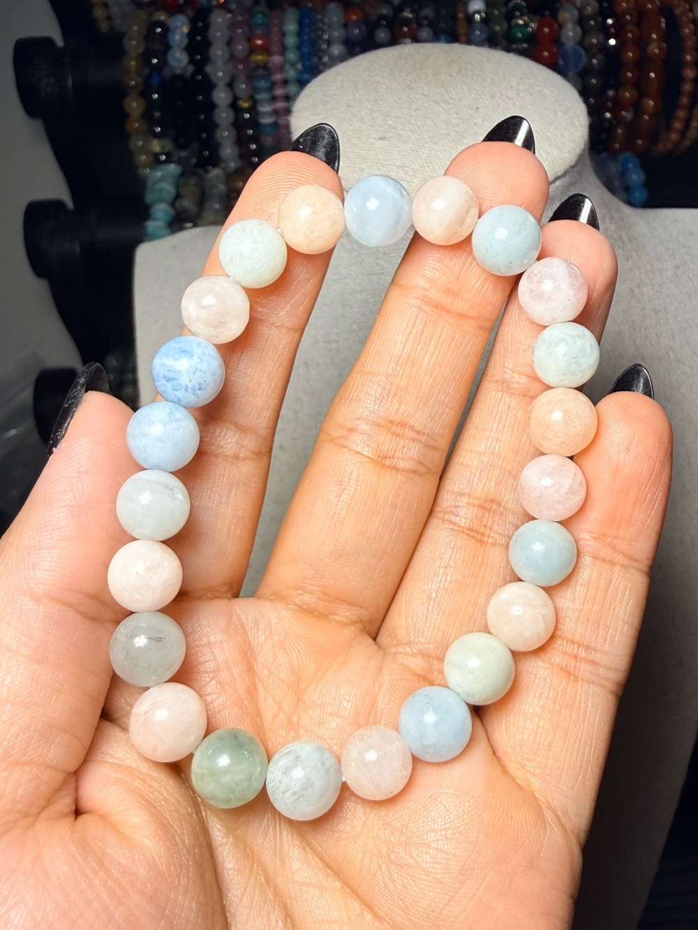 8mm Natural Morganite Gemstone Bracelet